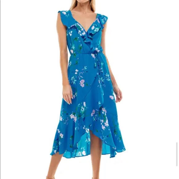 NORDSTROM New flowy faux wrap midi dress - Picture 1 of 3